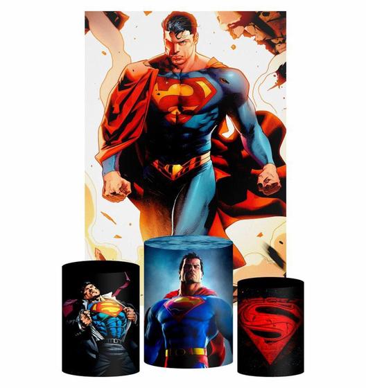 Imagem de Kit Casado Super Homem Trio Capa Cilindro Retangular Tecido