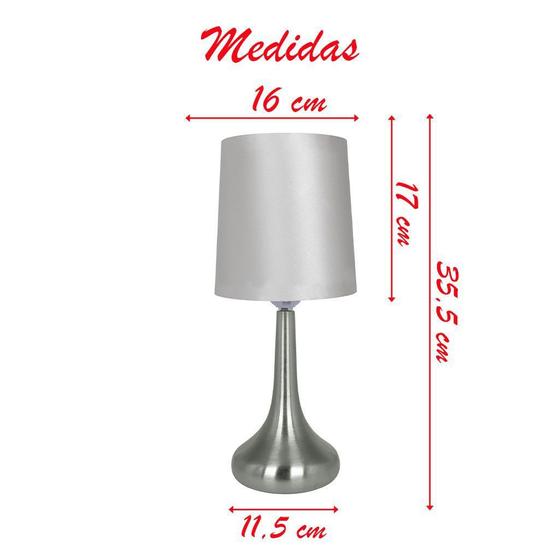 Imagem de Kit Casal 2 Abajur Luminária Branca De Mesa 35,5cm Bivolt 110/220v