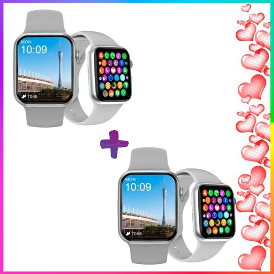 Imagem de Kit Casal Apaixonado 2 Smartwatch Relógio Inteligente X Pro Bluetooth Masculino Feminino