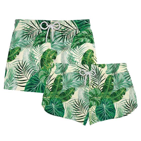 Imagem de Kit Casal Shorts Praia Casal Dog Monster - Floral