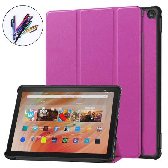 Imagem de Kit Case Couro + Caneta Para Tablet Amazon Fire Hd 10 13º