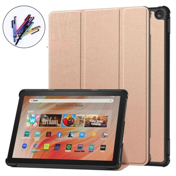 Imagem de Kit Case Couro + Caneta Para Tablet Amazon Fire Hd 10 13º