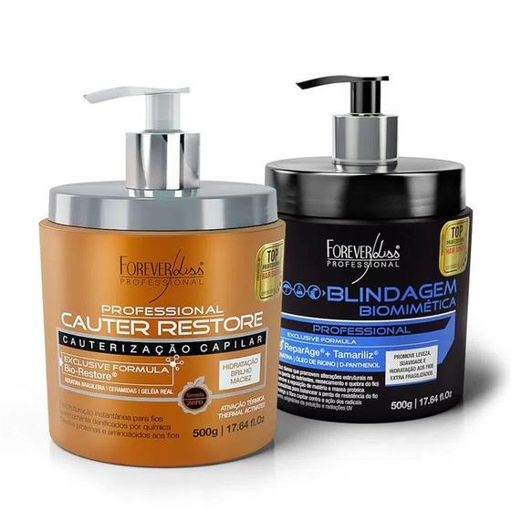 Imagem de Kit Cauter Restore e Blindagem Biomimética Forever Liss 500g