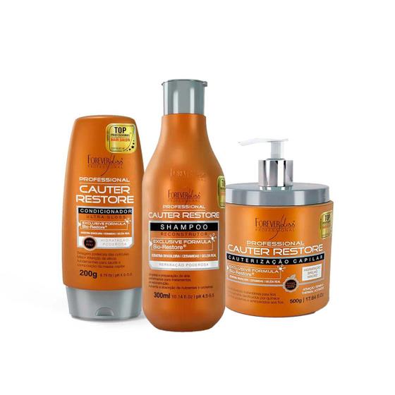 Imagem de Kit Cauterização Shampoo Condicionador Máscara Forever Liss