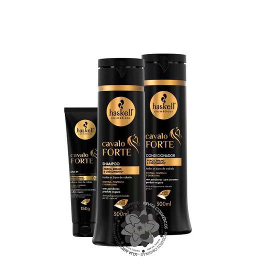 Imagem de Kit Cavalo Forte Haskell Shampoo 300ml + Condicionador 300ml + Leave-In 150g