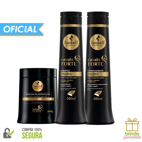 Imagem de Kit Cavalo Forte Shampoo Condicionador E Máscara 500ml - Haskell