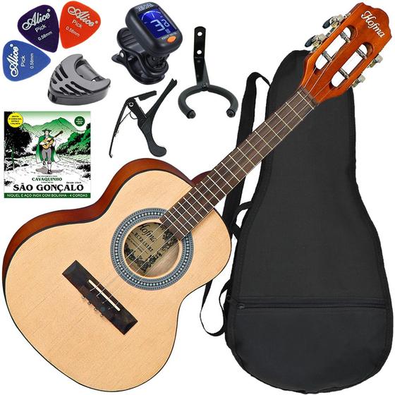 Imagem de Kit Cavaquinho Acustico Hofma HCV30 STNT Natural Fosco Cvx04