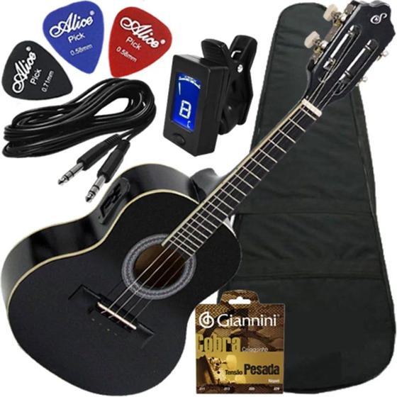 Imagem de Kit Cavaquinho Cs14 Ep Giannini Elétrico Tampo Linden Eq Passivo Com Capa + Multi Acessórios