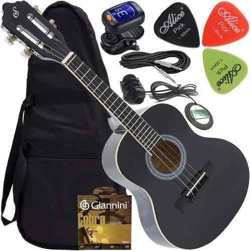 Imagem de Kit Cavaquinho Eletroacústico Giannini Canhoto Com Capa Cs14