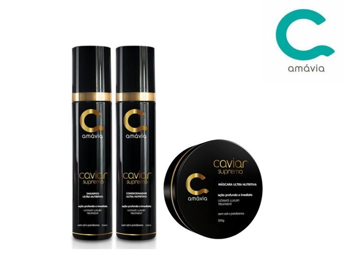 Imagem de Kit Caviar Supremo Amavia Shampoo Condicionador Máscara Hair