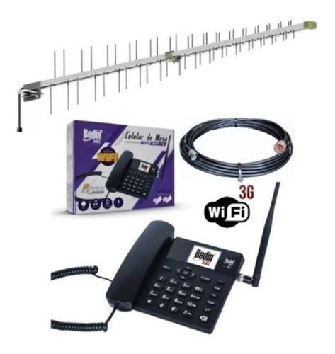 Imagem de Kit Celular Rural 3G BEDIN com wifi + Antena + cabo 10m
