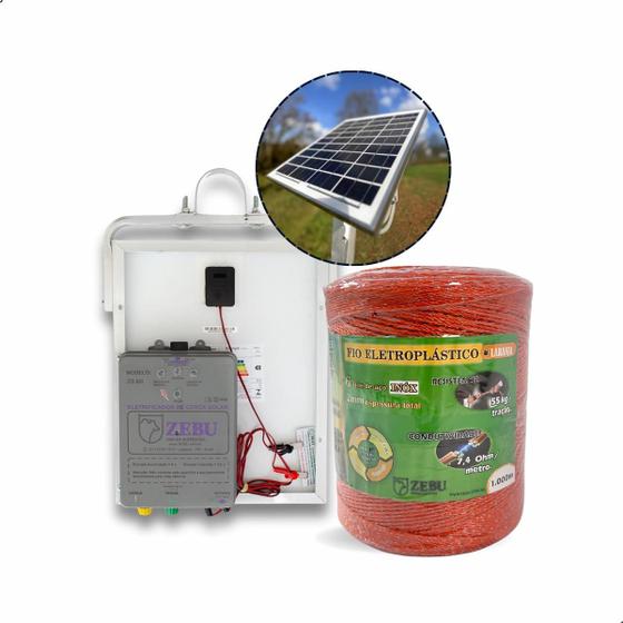 Imagem de KIT Central Aparelho De Choque Cerca Solar zs80  1000m Fio Uv