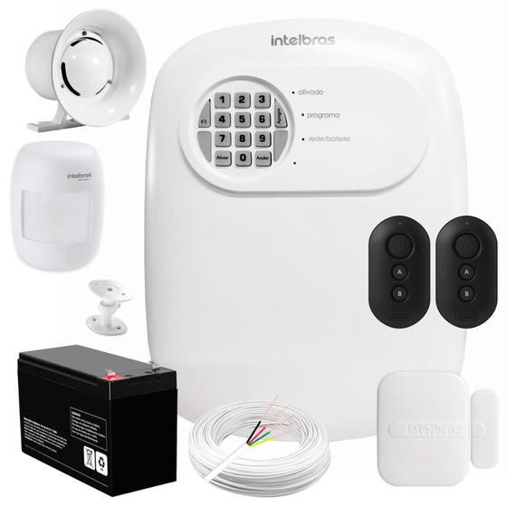 Imagem de Kit Central de Alarme ANM 24 NET Intelbras + 1 Sensor XAS 4010 Smart + 1 Sensor IVP 3000 CF  + Bateria + Sirenes + Cabo