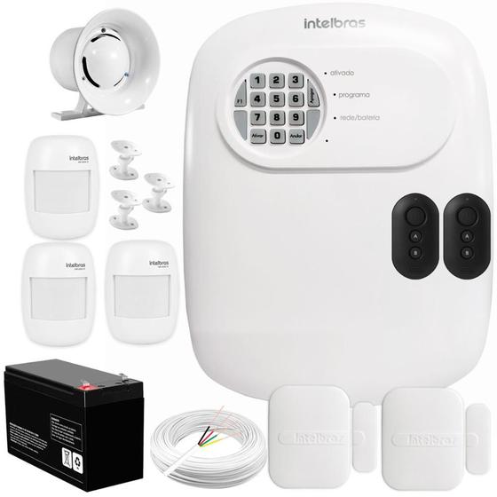 Imagem de Kit Central de Alarme ANM 24 NET Intelbras + 2 Sensores XAS 4010 Smart + 3 Sensor IVP 2000 SF + Bateria + Sirenes + Cabo