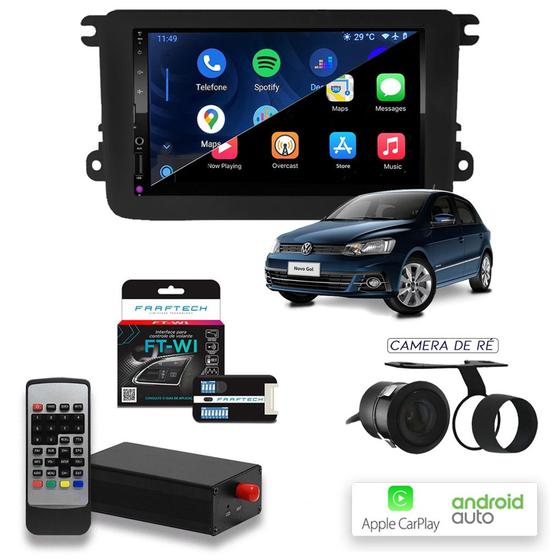 Imagem de Kit Central MP10 CarPlay Android Auto Gol G7 Interface e Tv