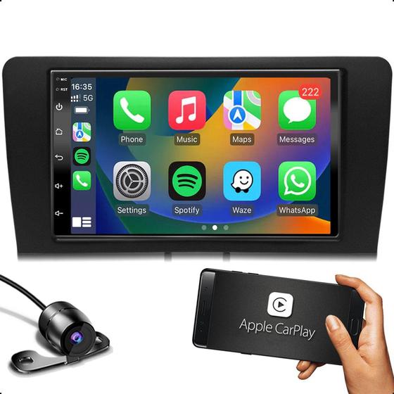 Imagem de Kit Central Multimídia 2 Din Mp5 Android 13 Carplay Gps + Moldura Audi A3 2007 a 2012 e Câmera de ré