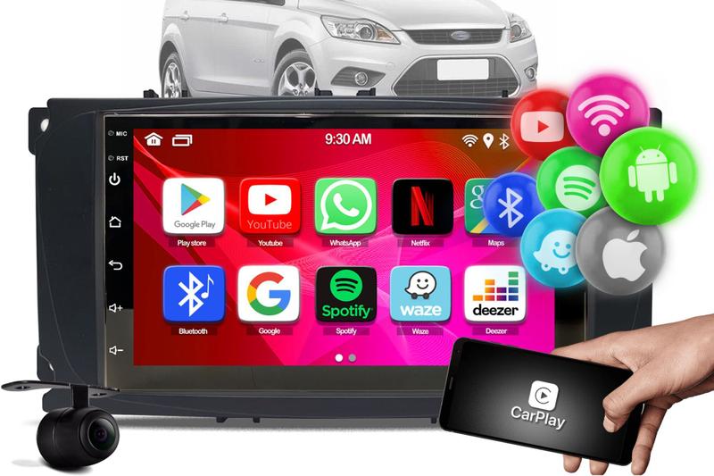 Imagem de Kit Central Multimidia  2Din Android Bluetooth + Câmera + Moldura Ford Focus 2009 - 2013