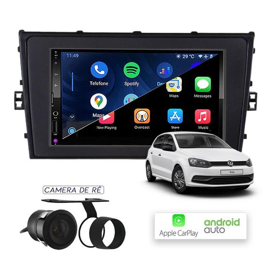 Imagem de Kit Central Multimidia 7" polegadas CarPlay e Android Auto Vw Polo Com TV Digital