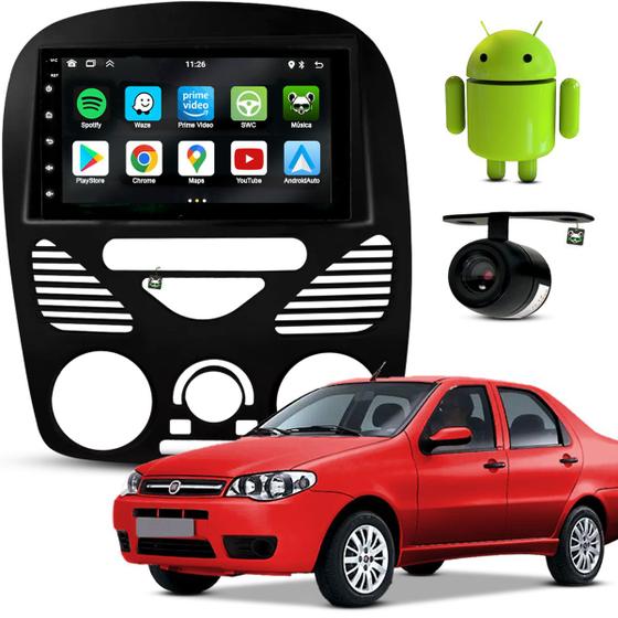 Imagem de Kit Central Multimidia Android 7 Pol Siena 2002 03 04 05 06 07 08 09 10 11 12 13 2014 Preto Fosco