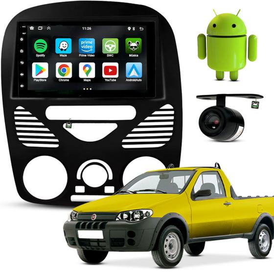 Imagem de Kit Central Multimidia Android 7 Pol Strada 2002 03 04 05 06 07 08 09 10 11 12 13 2014 Preto Fosco