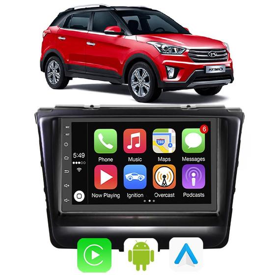 Kit Central Multimidia Android Auto Carplay Creta 2016 2017 2018 2019 2020 2021 7" Voz Google Siri Menor preço em Kit Central Multimidia Android Auto Carplay Creta 2016 2017 2018 2019 2020 2021 7" Voz Google Siri