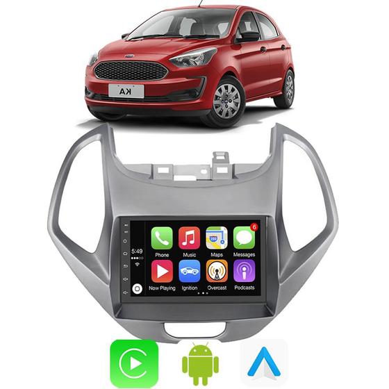 Imagem de Kit Central Multimidia Android-Auto/Carplay Ford Ka 2018 2019 2020 2021 7" Voz Google Siri Tv Gps