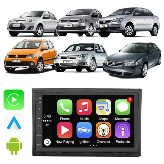 Imagem de Kit Central Multimidia Android Auto Carplay Fox Polo SpaceFox CrossFox Ecosport Fiesta 7" Voz Google