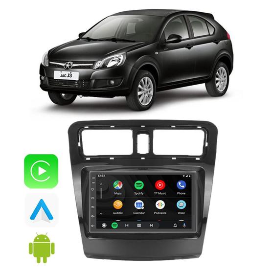 Imagem de Kit Central Multimidia Android Auto Carplay JAC J3 2013 2014 2015 7" Voz Google Siri Tv Online Gps