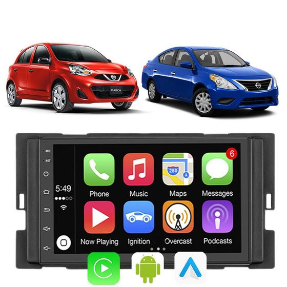 Imagem de Kit Central Multimidia Android Auto March Versa  2014 2015 2016 2017 2018 2019 2020 7" Voz Google