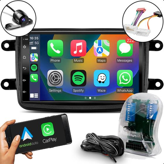 Kit Central Multimidia Android Carplay Gps Para Logan sandero Kwid ...