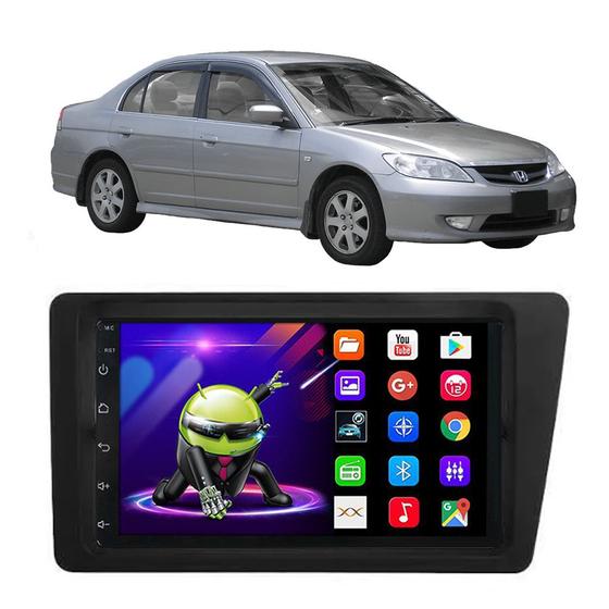 Imagem de Kit Central Multimídia Android Civic 2001 2002 2003 2004 2005 2006 2 Din 7 Polegadas GPS Tv Online