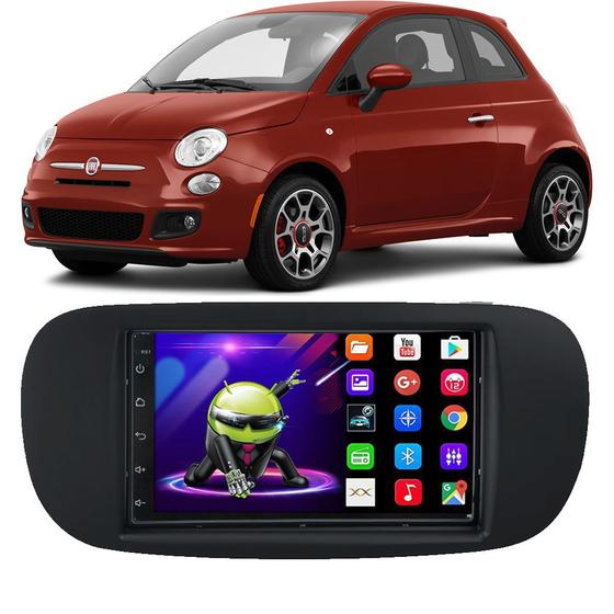 Imagem de Kit Central Multimídia Android Fiat 500 2010 2011 2012 2013 2014 2015 2016 2017 7 Polegadas GPS Tv