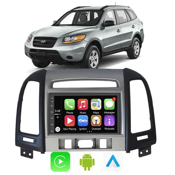 Kit Central Multimidia Carplay Android Auto Hyundai Santa Fé 2006 2007 ...
