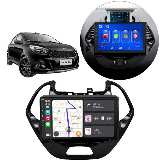 Imagem de Kit Central Multimídia CarPlay Android Auto MP5 9" Polegadas Ford Ka 2015 2016 2017 + Câmera e Moldura