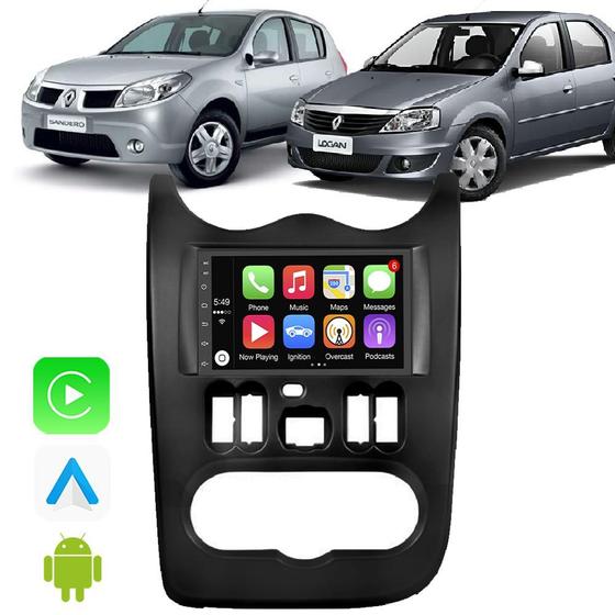 Kit Central Multimidia Carplay Android Auto Renault Sandero Logan 2007 ...