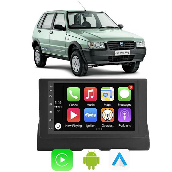 Imagem de Kit Central Multimidia Carplay Android Auto Uno Mille 1995 A 2013 7" Comando Por Voz Siri Youtube TV