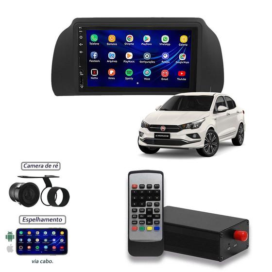 Imagem de Kit Central Multimídia Fiat Cronos 2018/... Mp8 + Moldura + Câmera de Ré + Tv