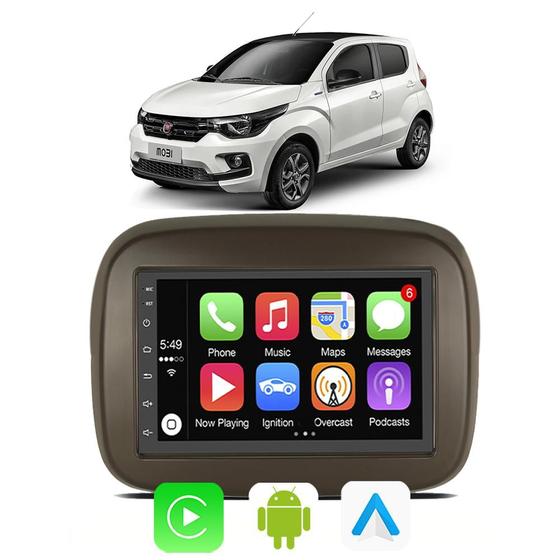 Imagem de Kit Central Multimidia Fiat Mobi 2017 2018 2019 2020 2021 2022 Android-Auto/Carplay 7" Voz Google