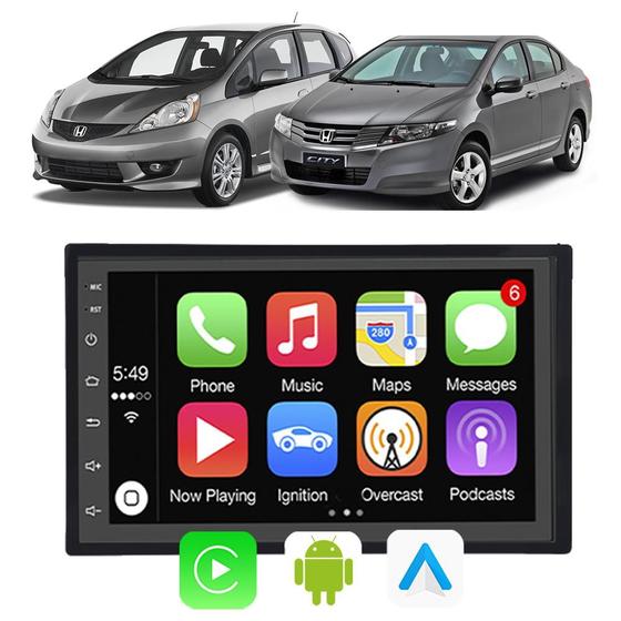 Imagem de Kit Central Multimidia Fit 2004 A 2012 City 2009 A 2014 7" Android-Auto/Carplay Voz Google Siri Gps