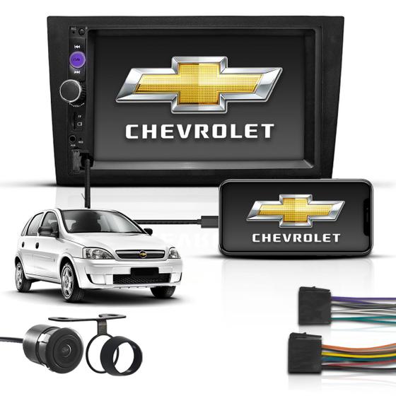 Imagem de Kit Central Multimidia Mp5 2 Din Bt Espelha Chevrolet Corsa