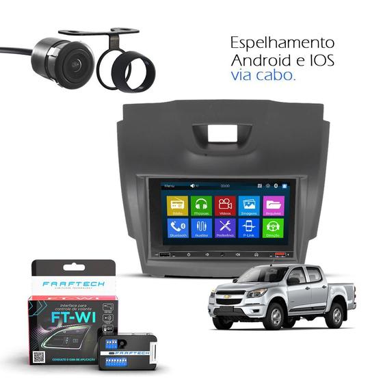 Imagem de Kit Central Multimídia MP5 2 Din Chevrolet S10 2011 a 2016 Com Câmera de Ré e Interface