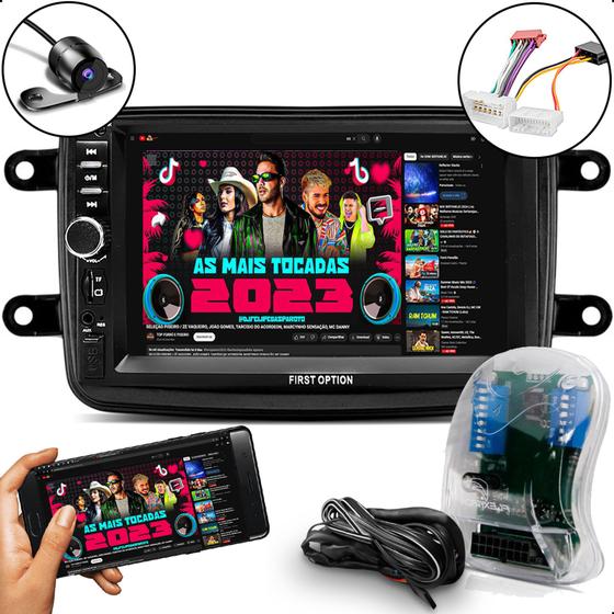 Imagem de Kit Central Multimidia Mp5 2 Din Som pra carro Plug Play Logan sandero Kwid Duster Carptur Oroch