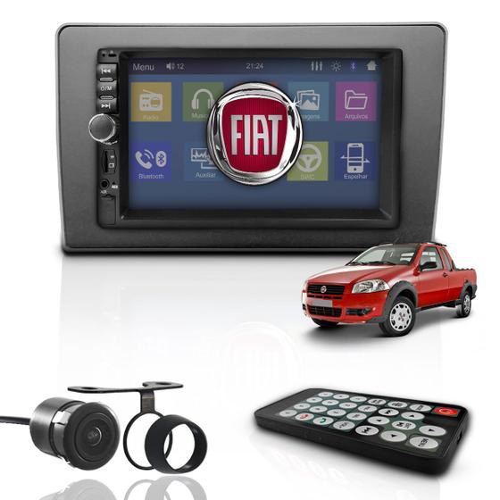 Imagem de Kit Central Multimídia Mp5 2 Din Universal Bluetooth Espelhamento Fiat Strada