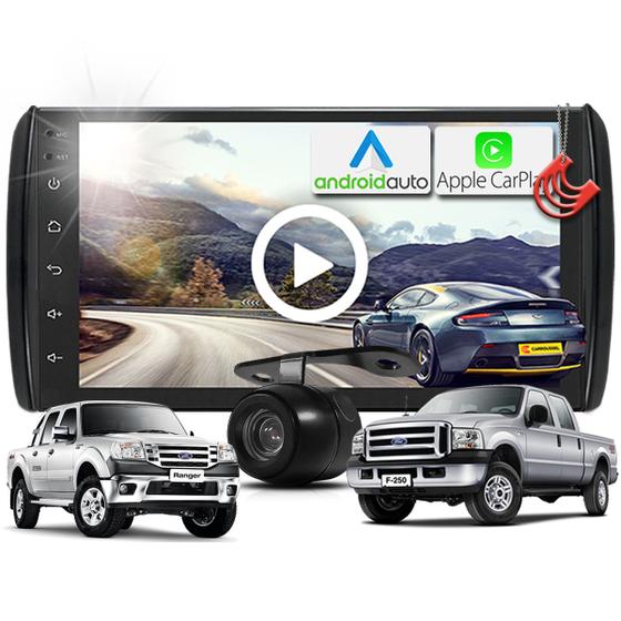 Imagem de Kit Central Multimidia MP5 + Camera de ré + Moldura Ford Ranger F250 F350 F4000 AndroidAuto CarPlay