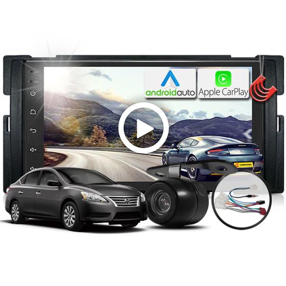 Imagem de Kit Central Multimidia MP5 + Camera ré + Chicotes + Moldura Preta Sentra 14/20 AndroidAuto CarPlay