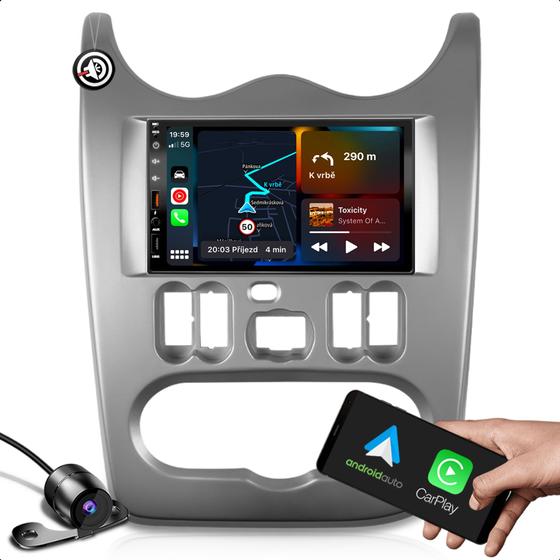 Imagem de kit central multimidia mp5 com bluetooth carplay e espelhamento + moldura 7 polegadas + camera de ré