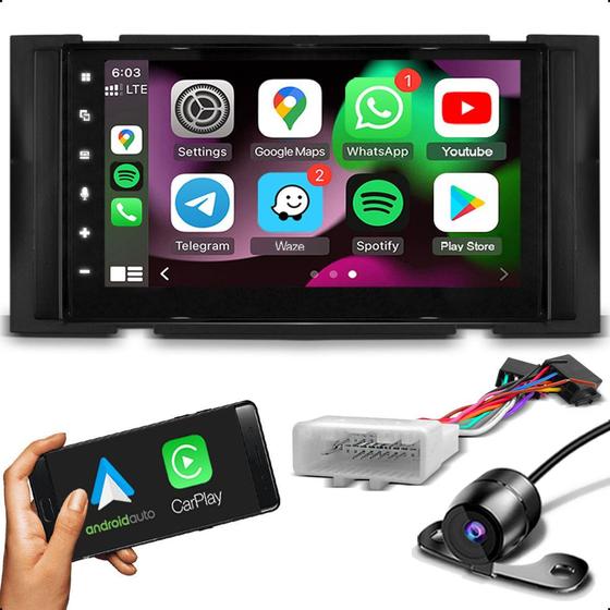 Imagem de Kit Central Multimidia Pioneer 2 Din Tv Carplay Com Plug Play Moldura March Versa Sentra 2015 a 2019