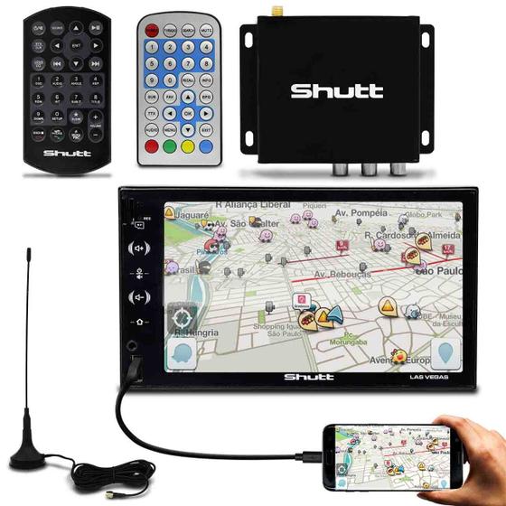 Imagem de Kit Central Multimídia Shutt Las Vegas 7" Touch SD Bluetooth USB Android IOS + Receptor TV Digital