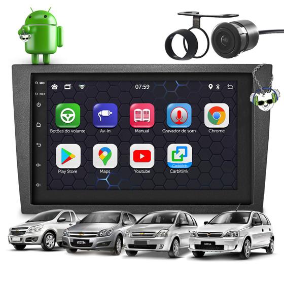 Imagem de Kit Central Multimídia Sistema Android Espelhamento Gps Wifi Usb Bluetooth Chevrolet Gm Corsa Meriva 02 A 12 Montana 03 A 12 Vectra 06 A 12 Grafite