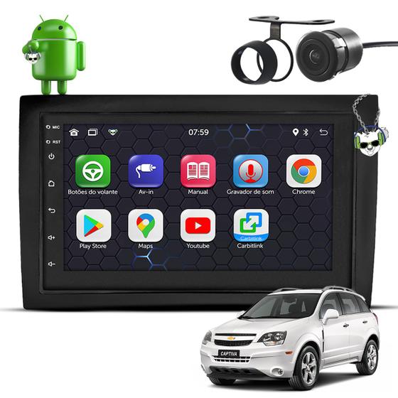 Imagem de Kit Central Multimídia Sistema Android Espelhamento Usb Bluetooth Chevrolet Gm Captiva 2008 2009 2010 2011 2012 2013 2014 2015 2016